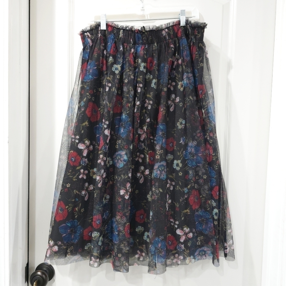 LAUREN CONRAD Disney Snow White Smocked A-Line Midi Skirt, Floral Printed Tulle - Picture 10 of 14